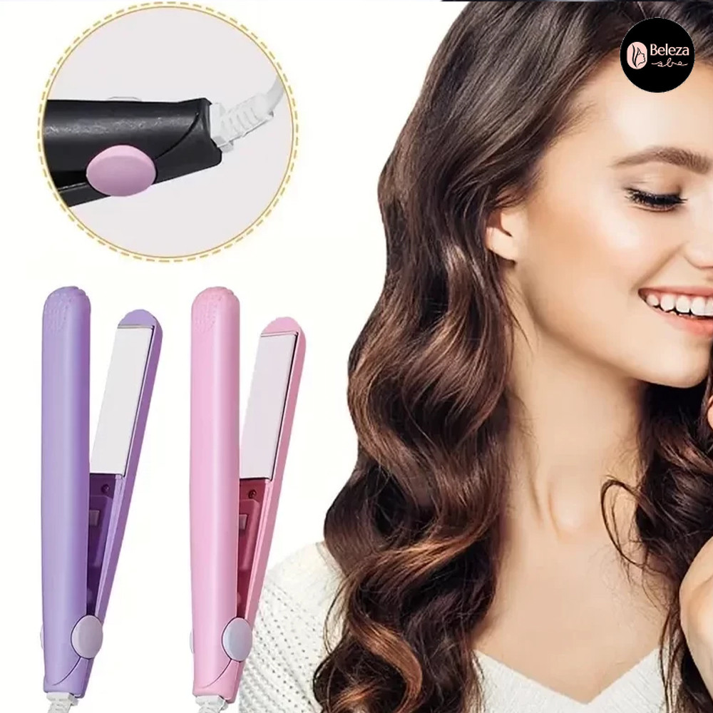 Mini Chapinha Prancha Portatil de Bolsa com Case Estojo Bivolt Profissional Cabelos Lisos Alisamento Cachos Ceramica