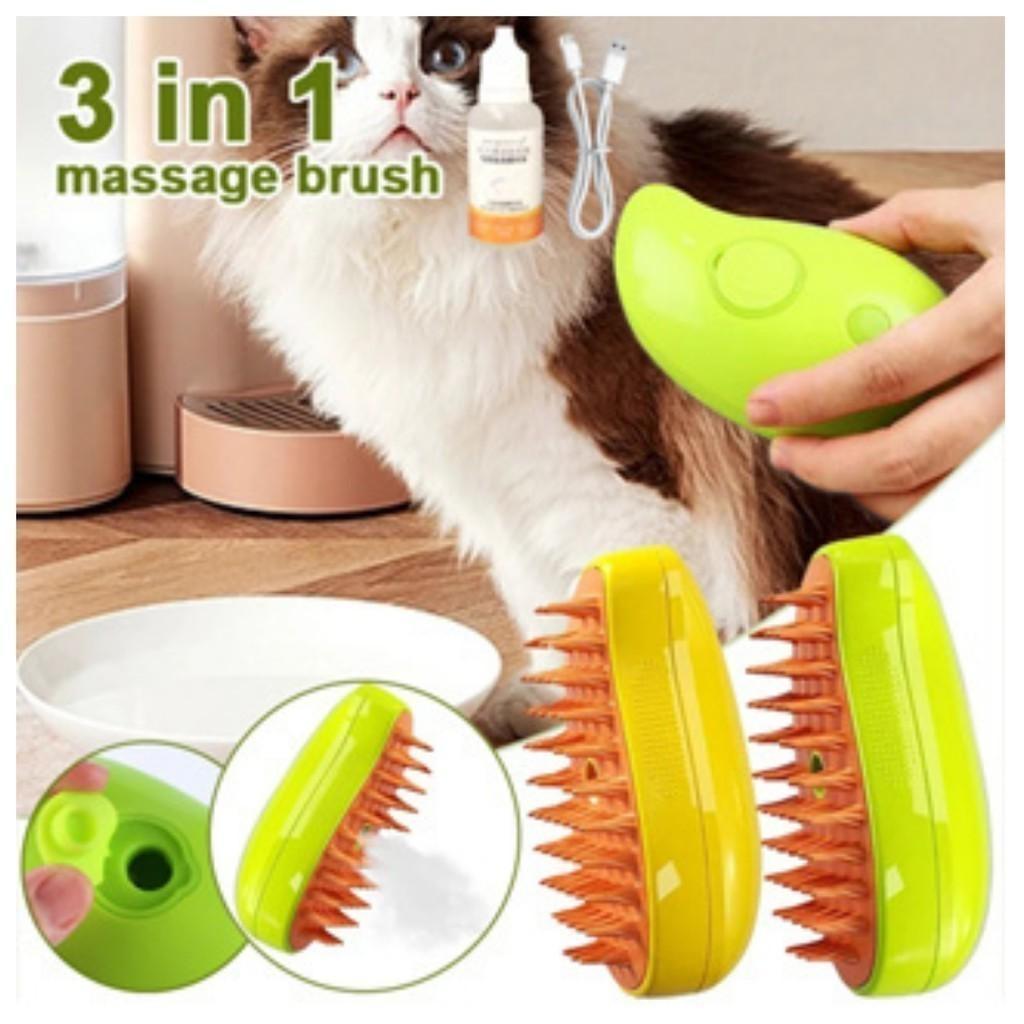 Escova A Vapor Para Gatos Cães 3 Em 1 Escovas Elétricas De Pêlos Pentes De Massagem