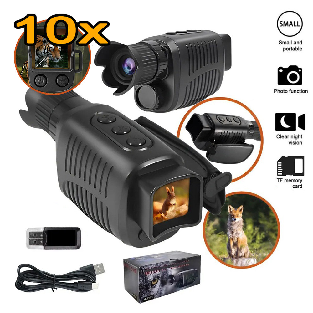 Telescópio Monocular Multifuncional De Visão Noturna Infravermelha 10X 1500m Para Câmeras 2.5K/câmeras De Ação