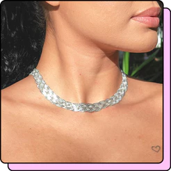 Colar e Pulseira Folheado Prata 925 2 Fios 3 Fios 4 Fios 5 Fios Trançado Colares Feminino