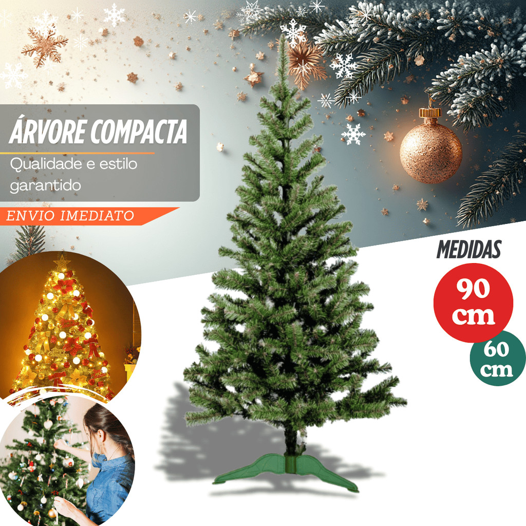 Árvore de Natal Pinheiro Verde 60cm 90 Galhos Decoração Natalina Premium