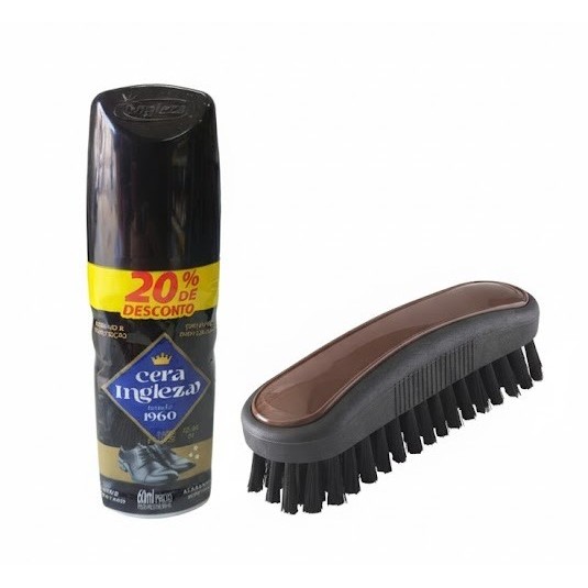 Kit 1 Escova Para Sapatos Macia + 1 Graxa Preta 60ml Ingleza