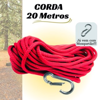 Corda Amarração 8mm x 20 Metros Pesca Polipropileno Náutica Cargas Camping Pesca Magnética  Com Mosquetão em Oferta na Shopee