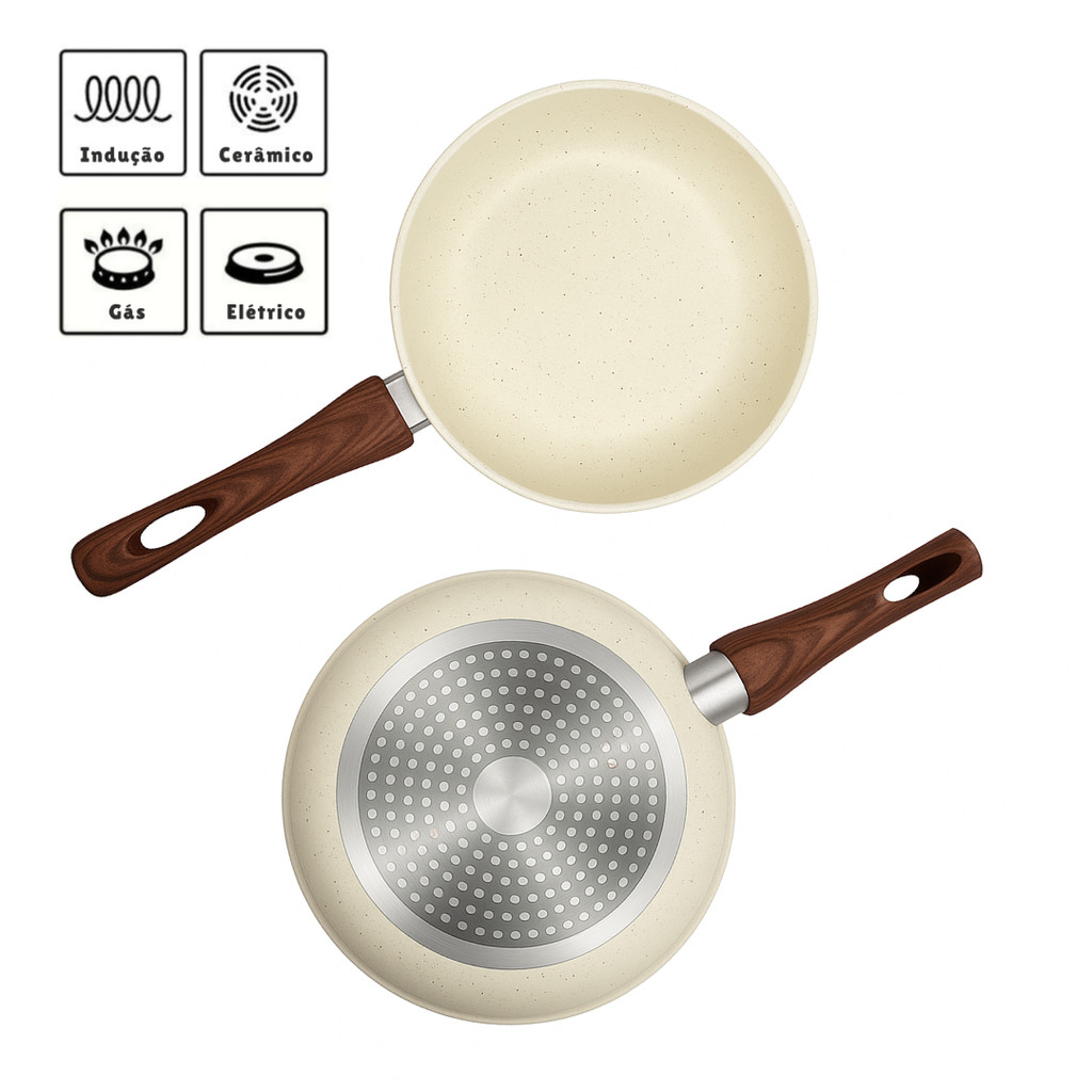 Frigideira Antiaderente Indução Cerâmica Premium Todos Fogões Cabo Térmico Não Gruda em Oferta na Shopee