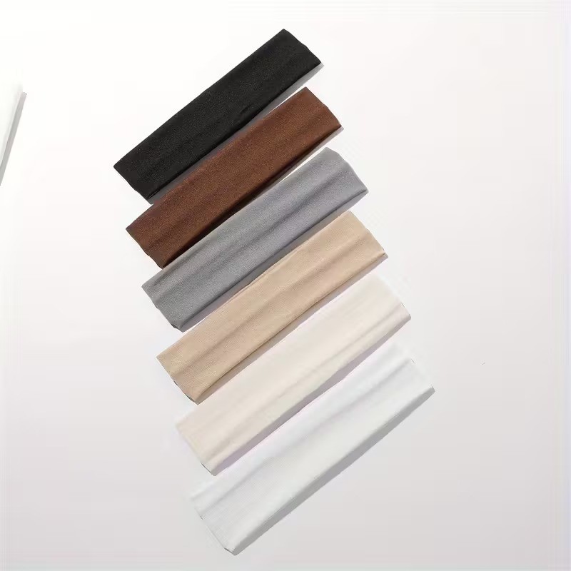 Kit Faixas de Cabelo Unissex – Esporte, Academia e Penteados | Preto, Branco, Bege e Marrom Escuro