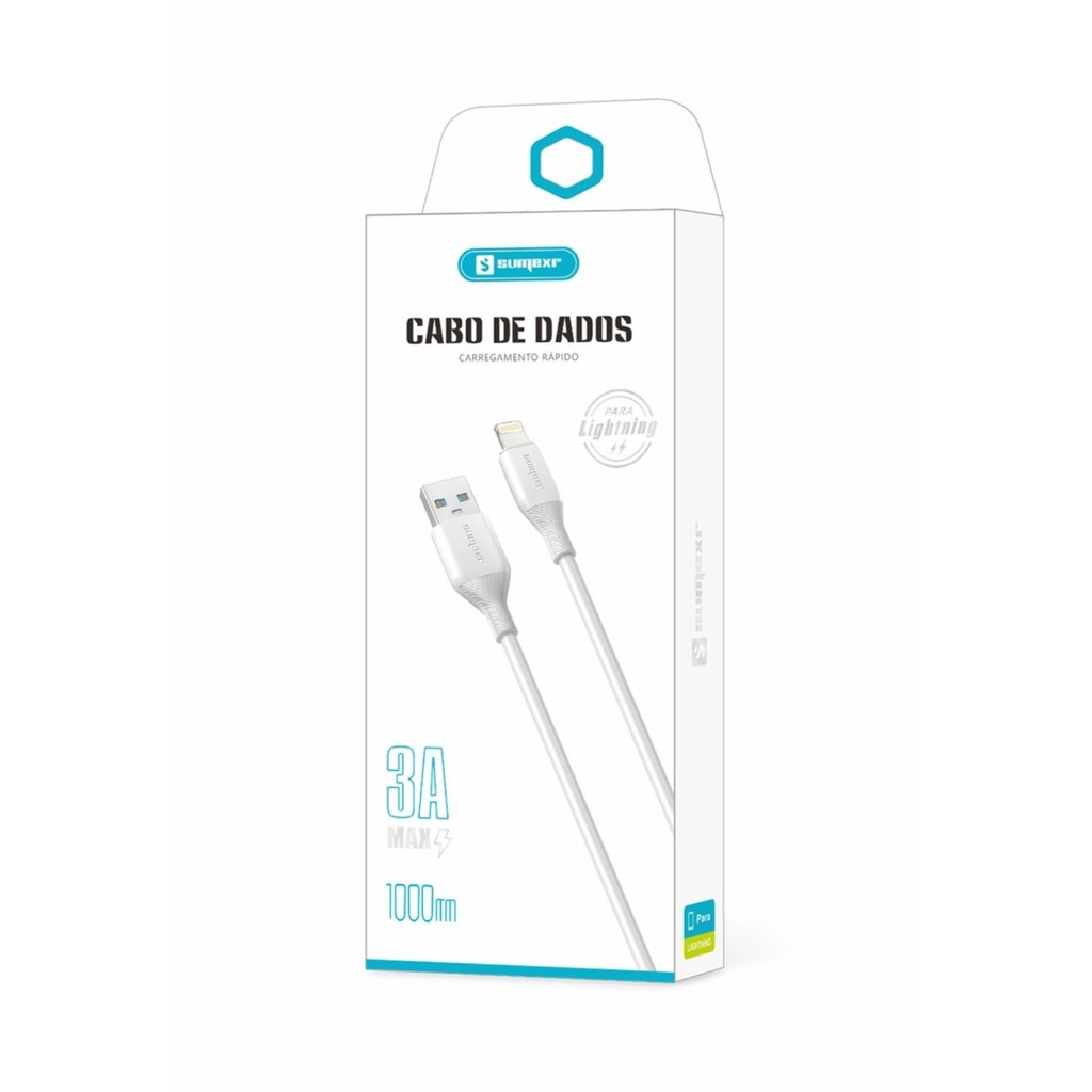 Cabo Lightning 3A Sumexr SX‑B122‑I6 1m Original Rápido Dados iPhone iPad Apple Branco