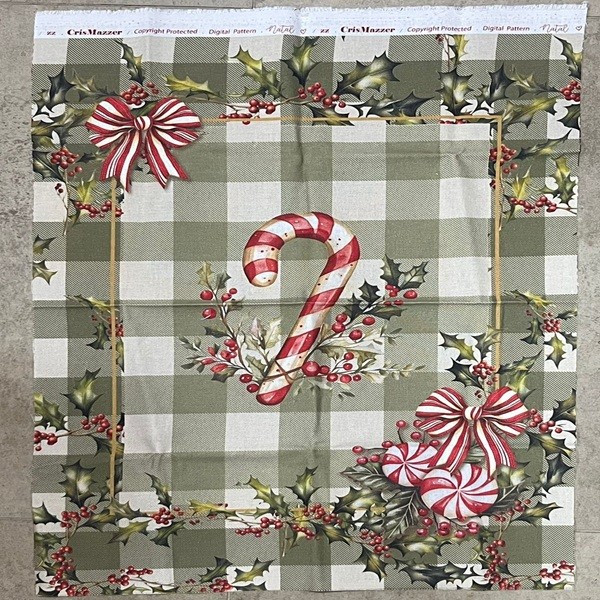 Tecido Sacaria Pano de Prato Decorativo Natal Doce Xadrez Verde CrisMazzer