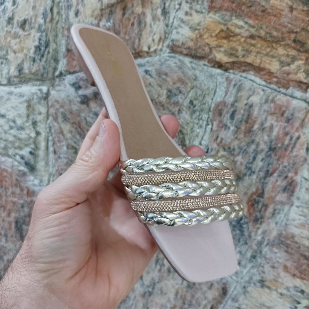 Sandália Percata feminina Rasteirinha Feminino Chinela Strass em Oferta na Shopee