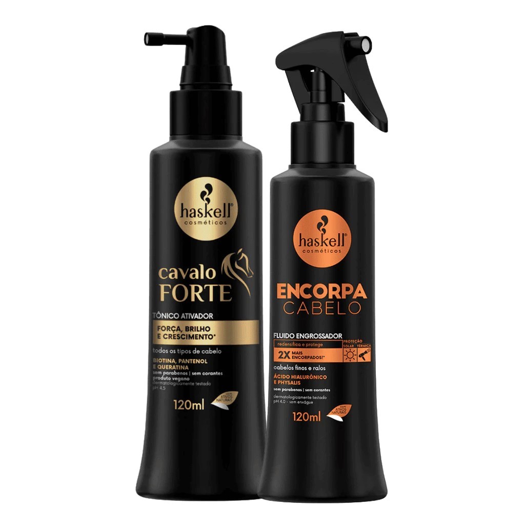 Kit Tônico Cavalo Forte + Fluido Encorpa Cabelo Haskell em Oferta na Shopee