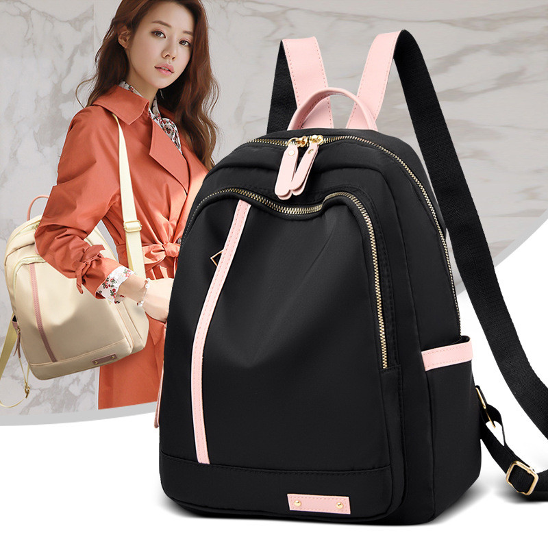 Mochila Feminina De Tecido Oxford Mochila Estilo Universitário De Grande Capacidade À Prova D'água Leve Bolsa De Viagem