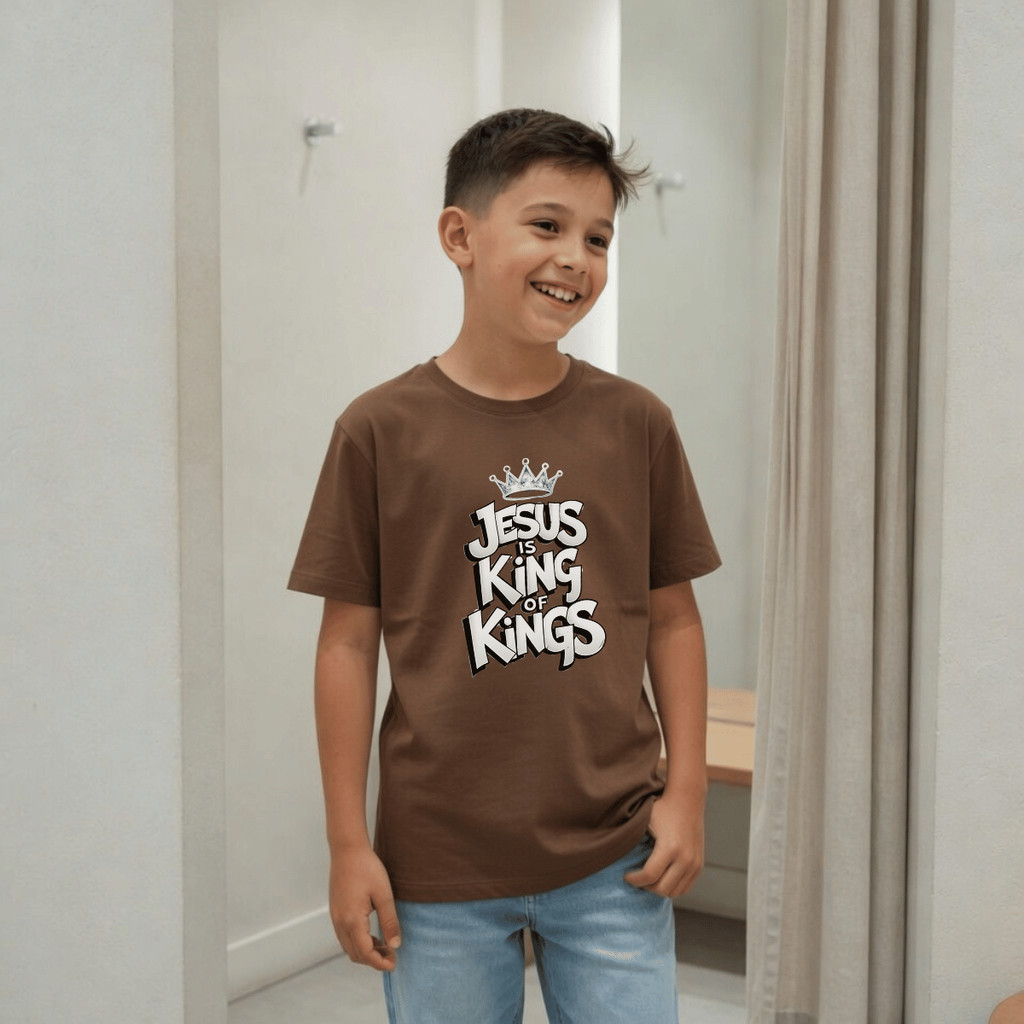 Camiseta Infantil e Juvenil Estampada Infantil Jesus Is King 100% Algodão Premium Criança Personalizada Blusa Camisa