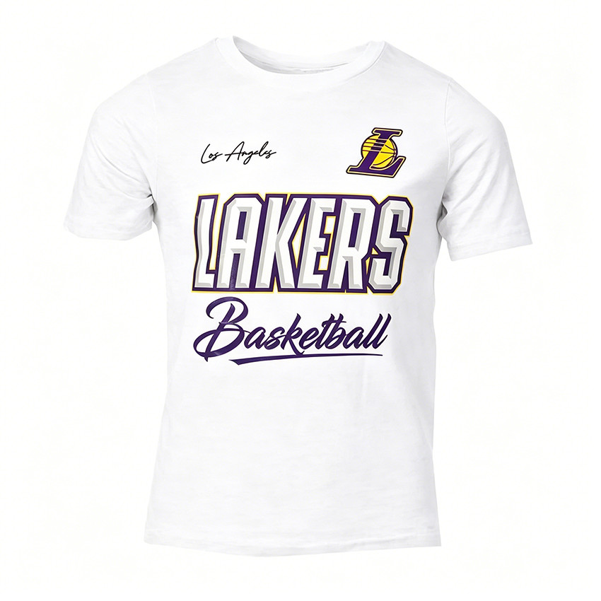 Camiseta Masculina Feminina Oversized Estampa Los Angeles Lakers Basquete Logo Roxo Amarelo T-shirt Streetwear Torcedor