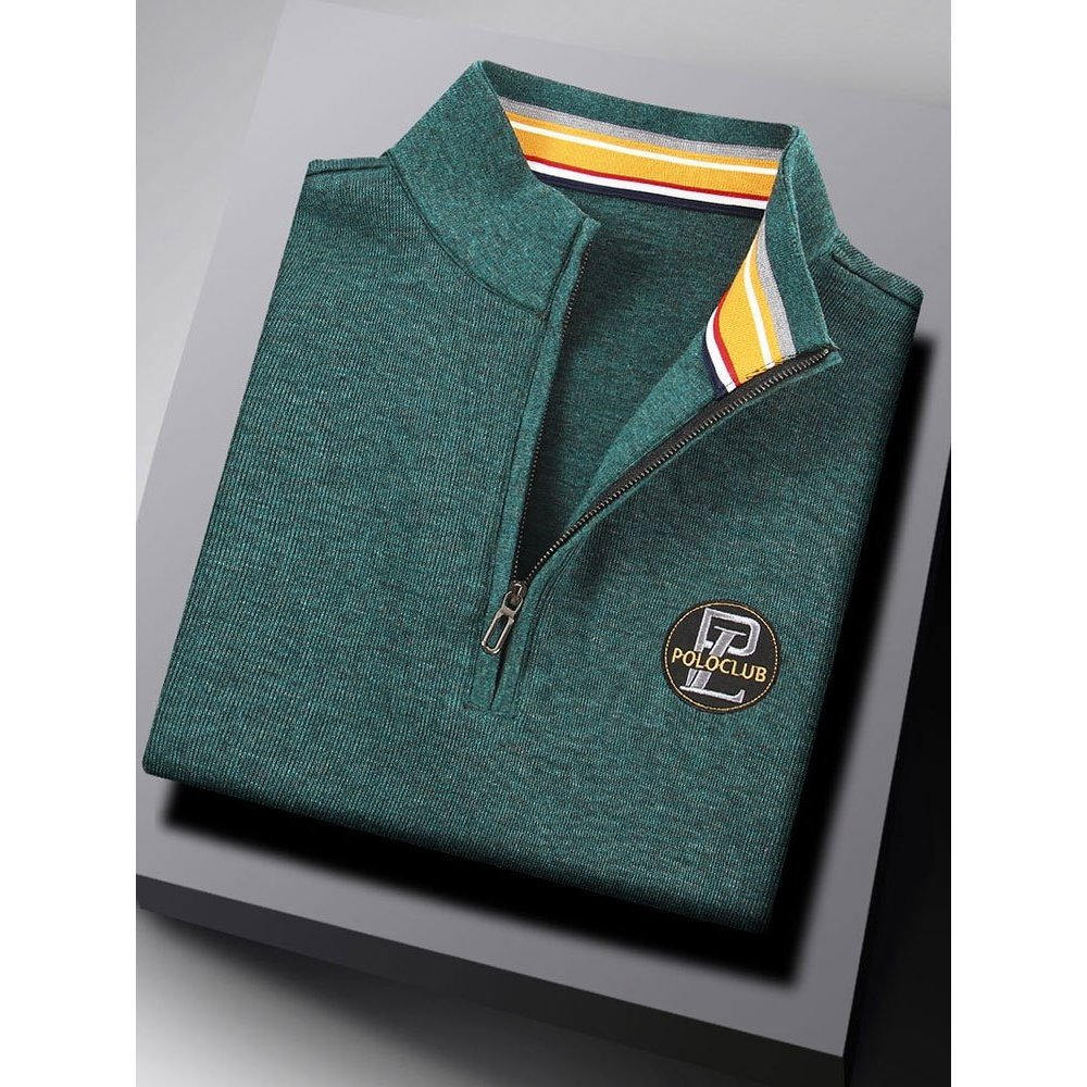 Marca gola alta primavera outono manga comprida camiseta masculina negócios Casual camisa polo pai de meia-idade golfe E
