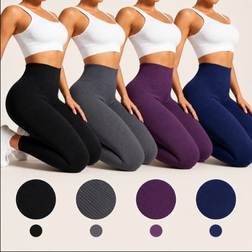 Calça Legging Canelada Sem Costura Cintura Alta Modeladora Academia Fitness Feminina