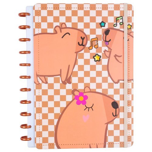 Caderno Capivara Grande Capa Dura Organizador Anotação Disco Ajustável Reutilizável Alta Durabilidade