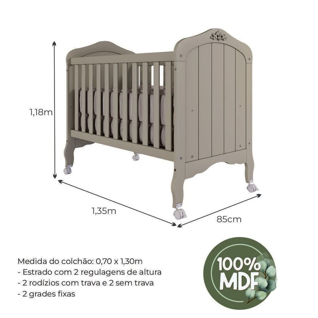Berço Mini Cama Alegria Espresso Móveis Branco/Off White · foto 2