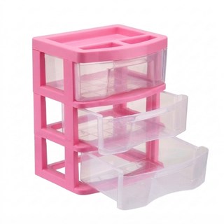 Gaveteiro De Mesa Transparente Pequeno 3 Gavetas Plástico Organizador Multiuso
