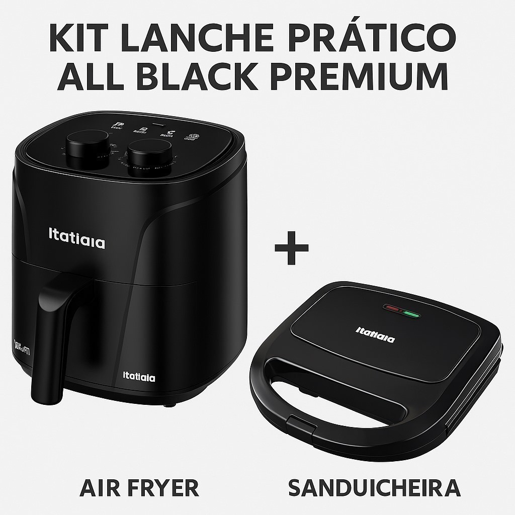 Kit Lanche Prático ALL BACK 🍔⚡ Air Fryer 4L + Sanduicheira 🥪🔥 Cozinha Moderna 🏠✨ Misto Quente 🥪, Fritura Sem Óleo❌