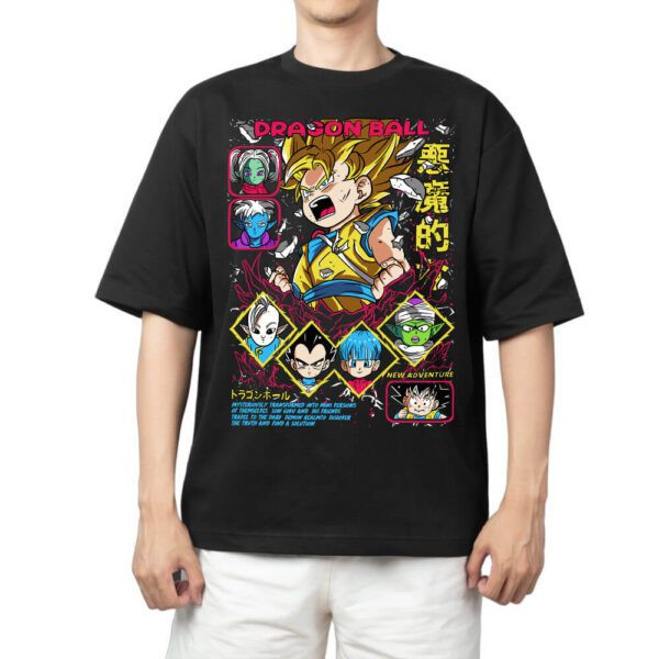 Camiseta Oversized Masculina Feminina Estampa Dragon Ball Daima Goku Super Saiyajin Personagens Variados, Camiseta