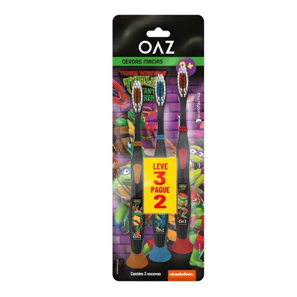 Escova Dental Infantil OAZ Tartarugas Ninjas – Kit com 3 Escovas