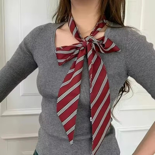 Cinto de gravata listrado vermelho – elegante lenço longo respirável estilo Y2K, estilo INS, moda feminina coreana.