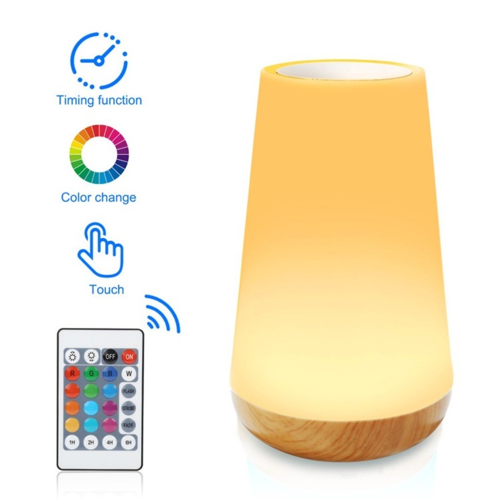 Luminária de Mesa Moderna Touch com Controle Remoto, Luz LED de Cabeceira com Timer Ajustável
