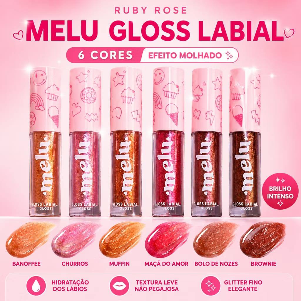 Lip Gloss Melu By Ruby Rose RR8235 - Com Brilho