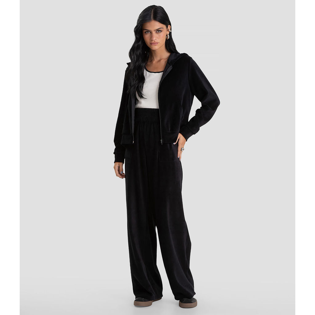 Calça Feminina Pantalona em Plush Dianna Preto