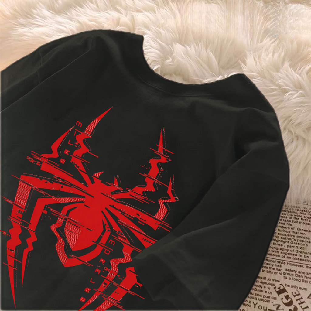 [Camiseta Premium Algodão]JOJO Camiseta Feminina Oversized Streetwear, Estampa de Espider - Homem e Mulher, Algodão 100%