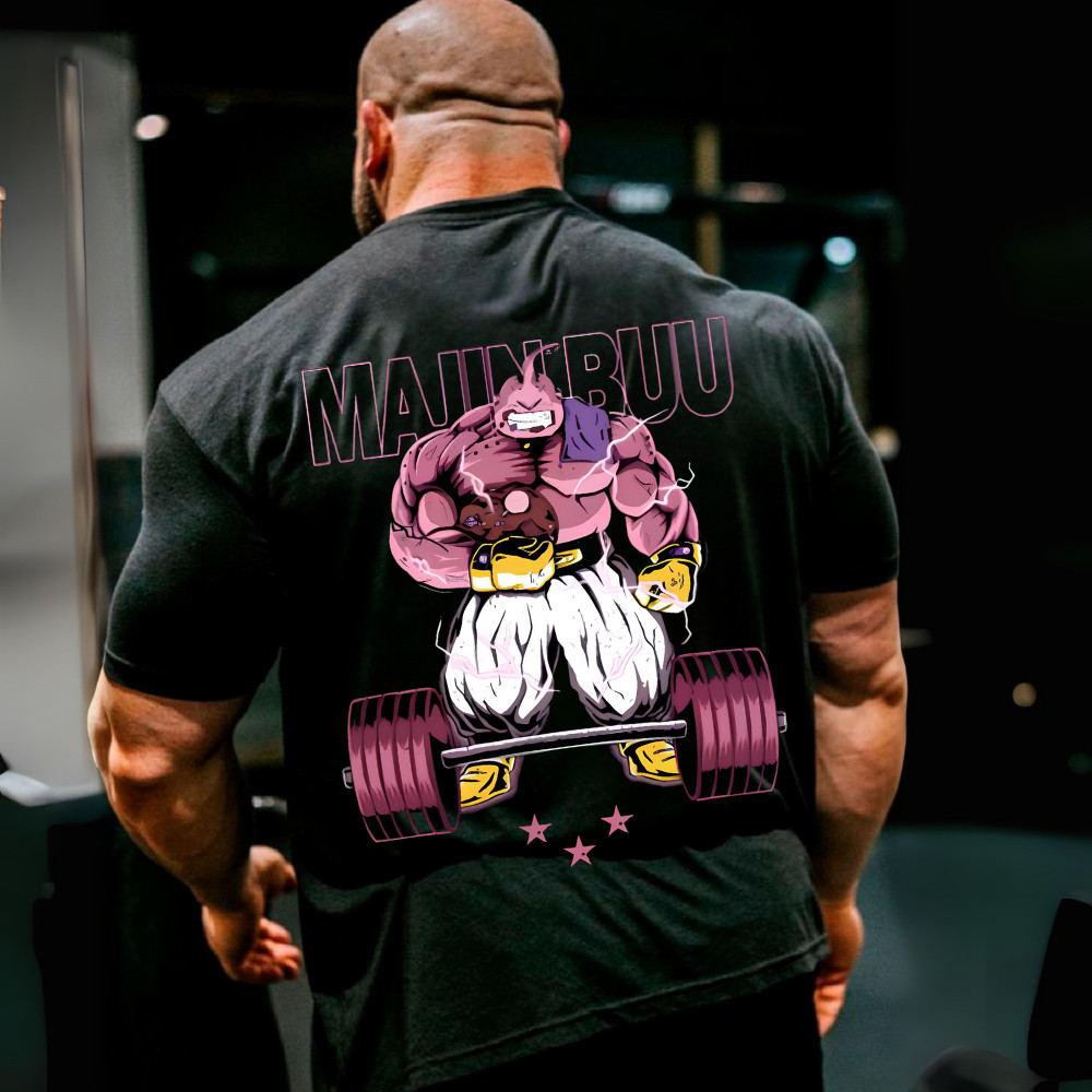 Camiseta Oversized 100% Algodão Para Musculação Moda Anime Dragon Ball Estampada Majin Boo ESTILO Streetwear Confortavel