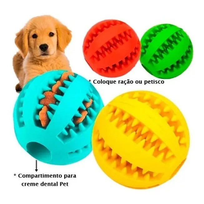 Bola Bolinha Brinquedo Interativo Porta Ração Petisco Cães Diversas Cores