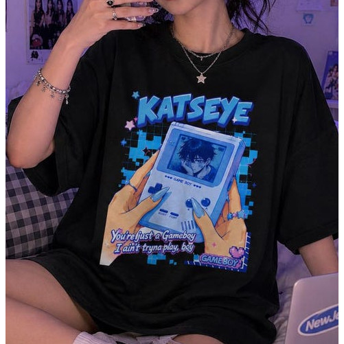 Camiseta Masculina Feminina Oversized Estampa Katseye Game Boy Anime, Camiseta Streetwear Kpop, Camiseta Gráfica Estilo