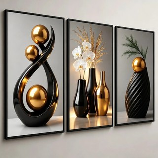Kit 3 Quadros Decorativos Geometria Abstrata Estilo zen Moderno Decoração Artística Para …
