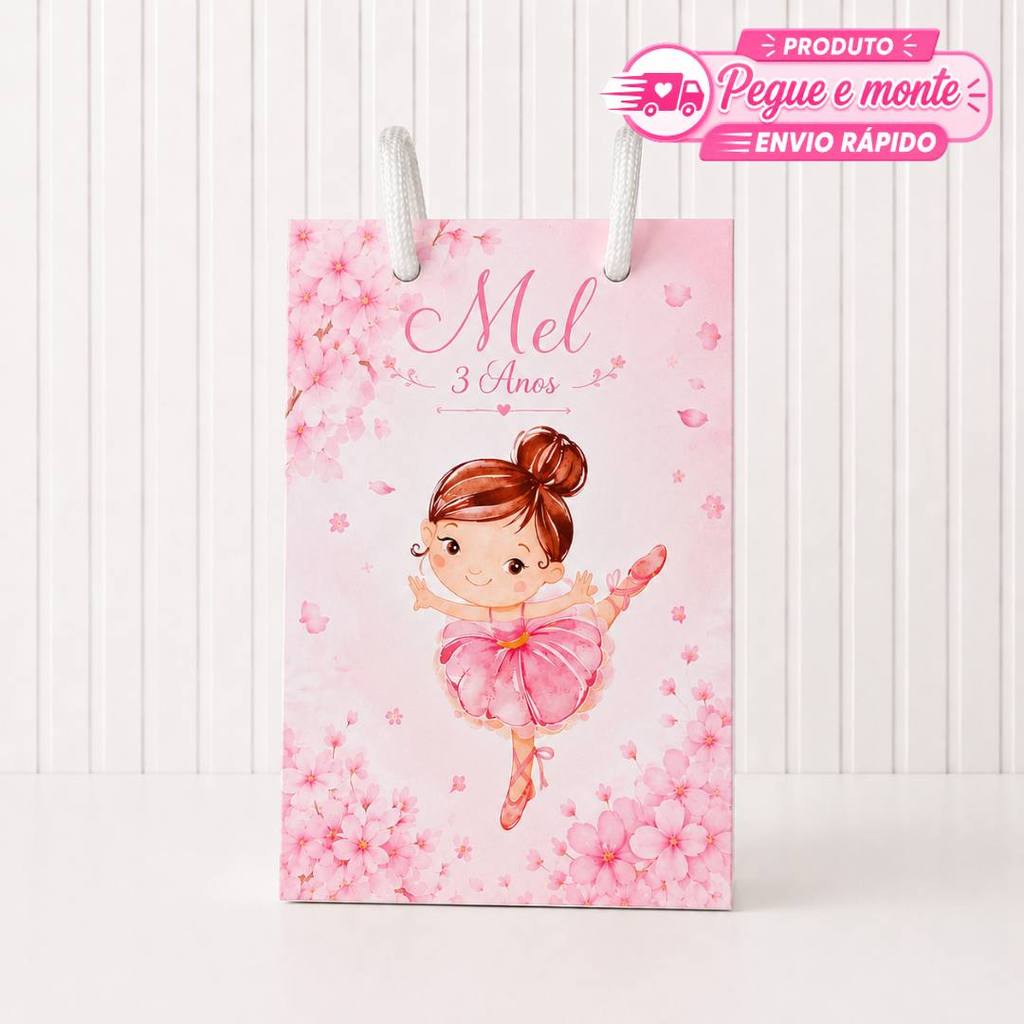 Sacolinha Pequena Bailarina Personalizada  Lembrancinha Para Festa Infantil Aniversário