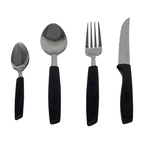 Conjunto Talheres Capri 25 Pecas Preto Design Moderno Resistente Cozinha Jantar
