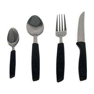 Conjunto Talheres Capri 25 Pecas Preto Design Moderno Resistente Cozinha Jantar