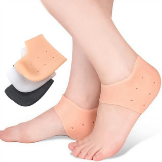 1 Par de Meias de Silicone para Calcanhar, Gel Hidratante Fino com Furo, Protetores para Cuidados com a Pele dos Pés