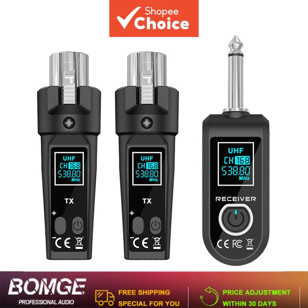 Sistema de microfone BOMGE WTU06, baixo ruído e atraso, sistema de guitarra sem fio com alcance efetivo de