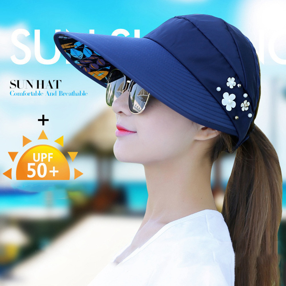 Chapéu de Sol Feminino SDS para o Verão, Peça Única, Aba Larga, Proteção UV, Adequado para Caminhadas e Acampamentos ao 