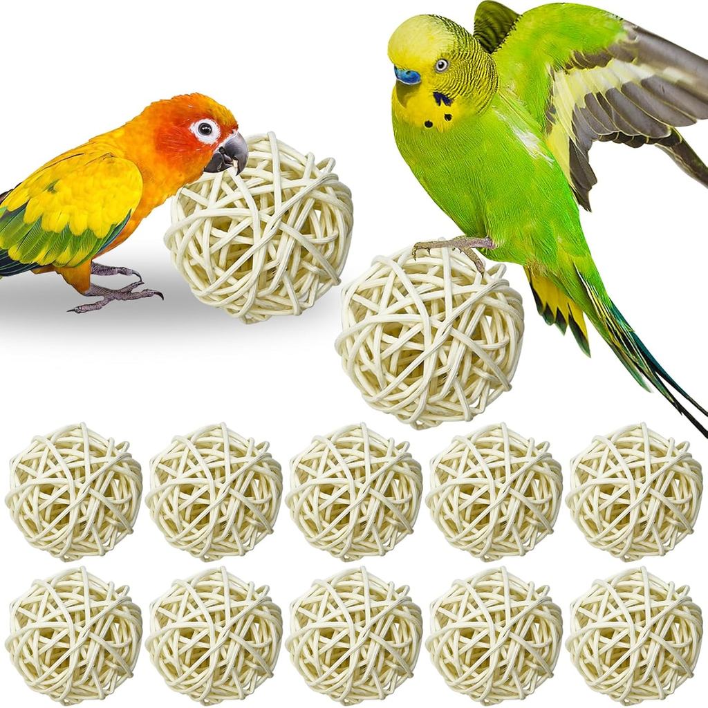 Tfwadmx 10 Peças Bola de Salgueiro, Brinquedos Naturais para Pássaros, Brinquedos de Mastigar para Pequenos Animais, Ati