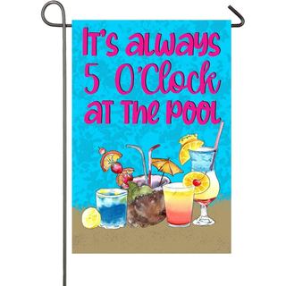 Summer Pool Garden Flag 12x18 Inch Double Sided It's Always 5 O'clock at The Pool Decorative Garden Flags For Outside Su