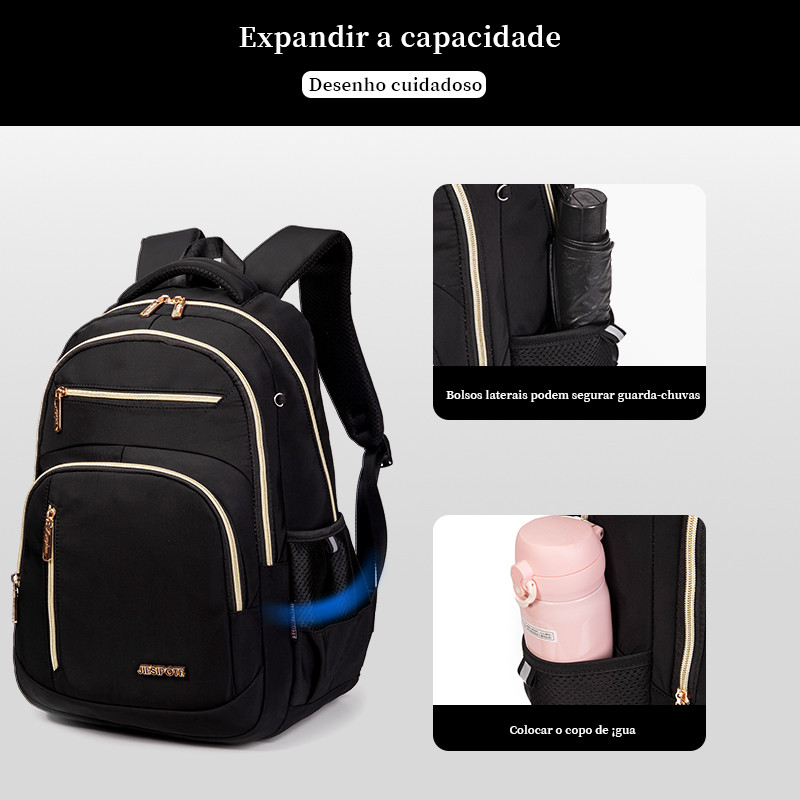 Mochila feminina de várias camadas em tecido Oxford, adequada para escola, trabalho e viagens — imagem 2 de 2