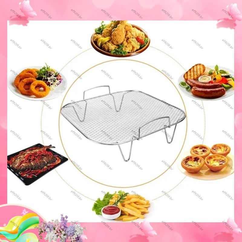 [Oferta Especial E] 2 Peças De Aço Inoxidável Para Fritadeira De Ar , Grelha Quadrada Assar , Eletrodomésticos De Cozinh