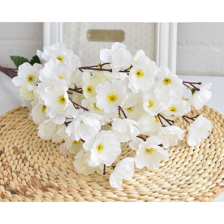 Galho de Flor de Cerejeira Artificial Branca RZF030