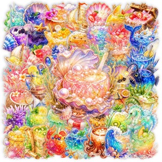 50 PET Transparente Oceano Adesivos Sonho Cristal Pintado à Mão Estilo Vida Marinha Adesivos Criativos DIY Manual Decora
