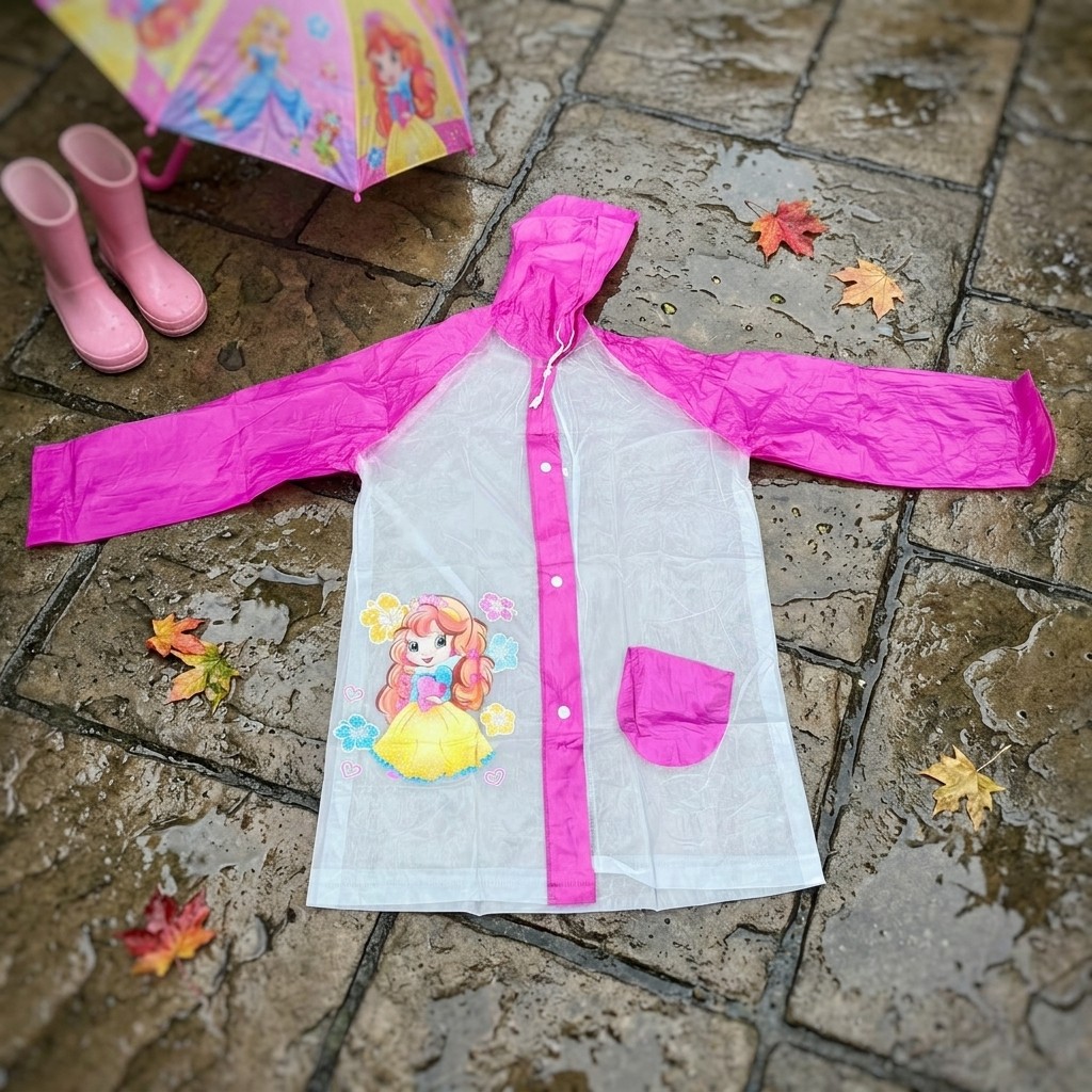 Capa De Chuva Para Crianças Impermeável Com Capuz Ajustável E Estampa Divertida Para Dia De Chuva Na Escola