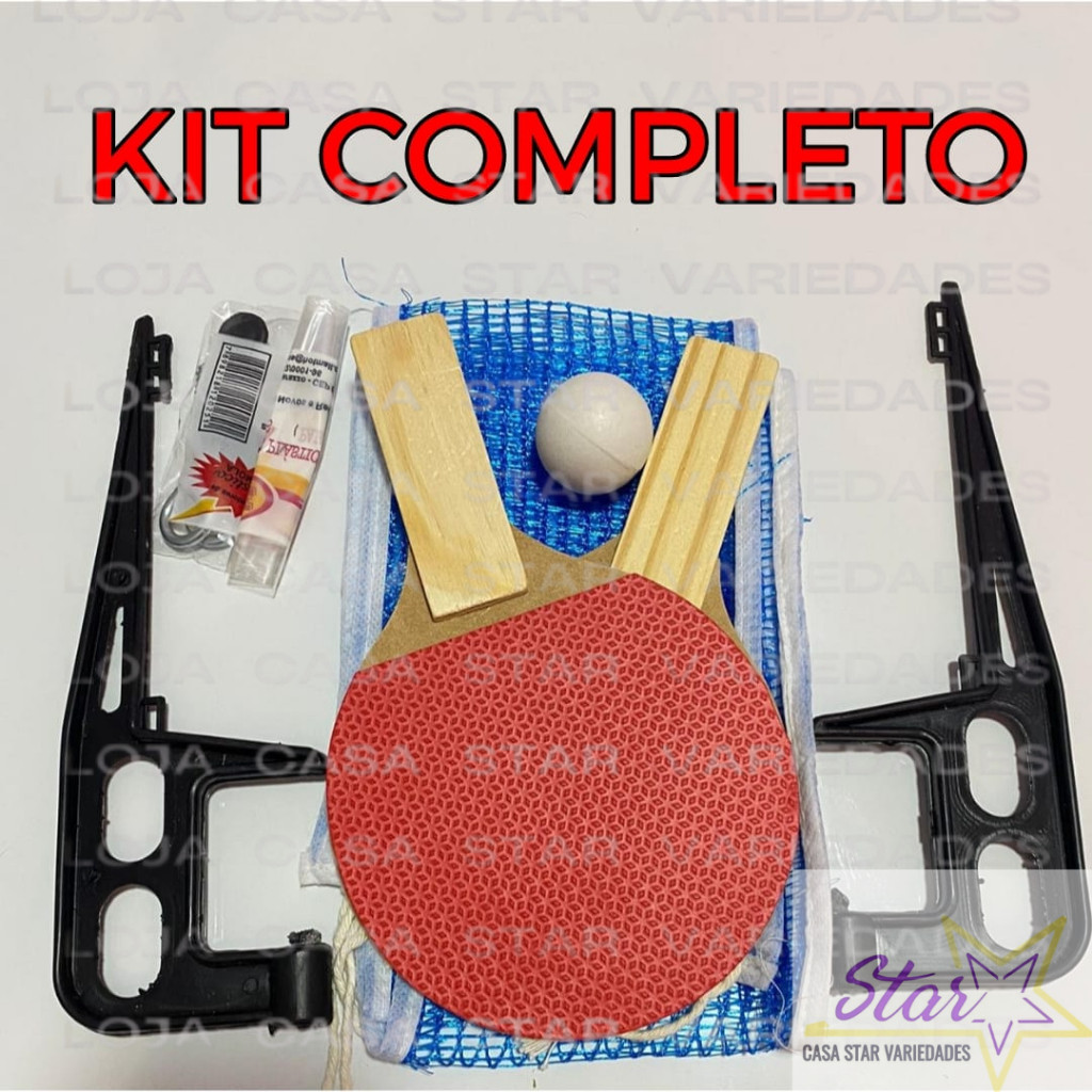 Kit COMPLETO Ping Pong Tenis De Mesa 2 Raquetes 1 Bolinha Suporte mais Rede completo promoçaõ