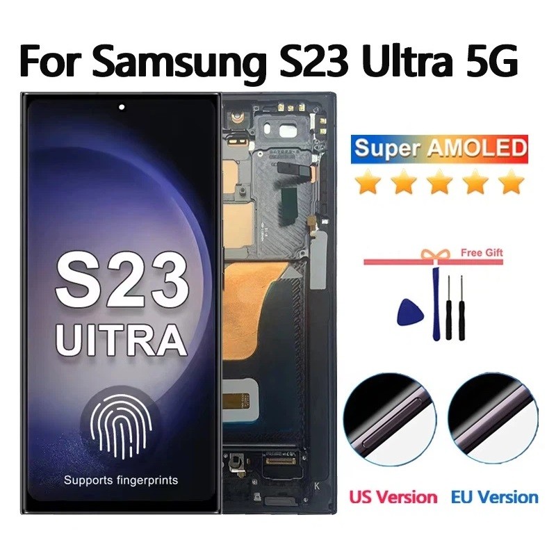 6.8 " Super AMOLED Para Samsung Galaxy S23 Ultra S918 Display LCD Tela De Toque