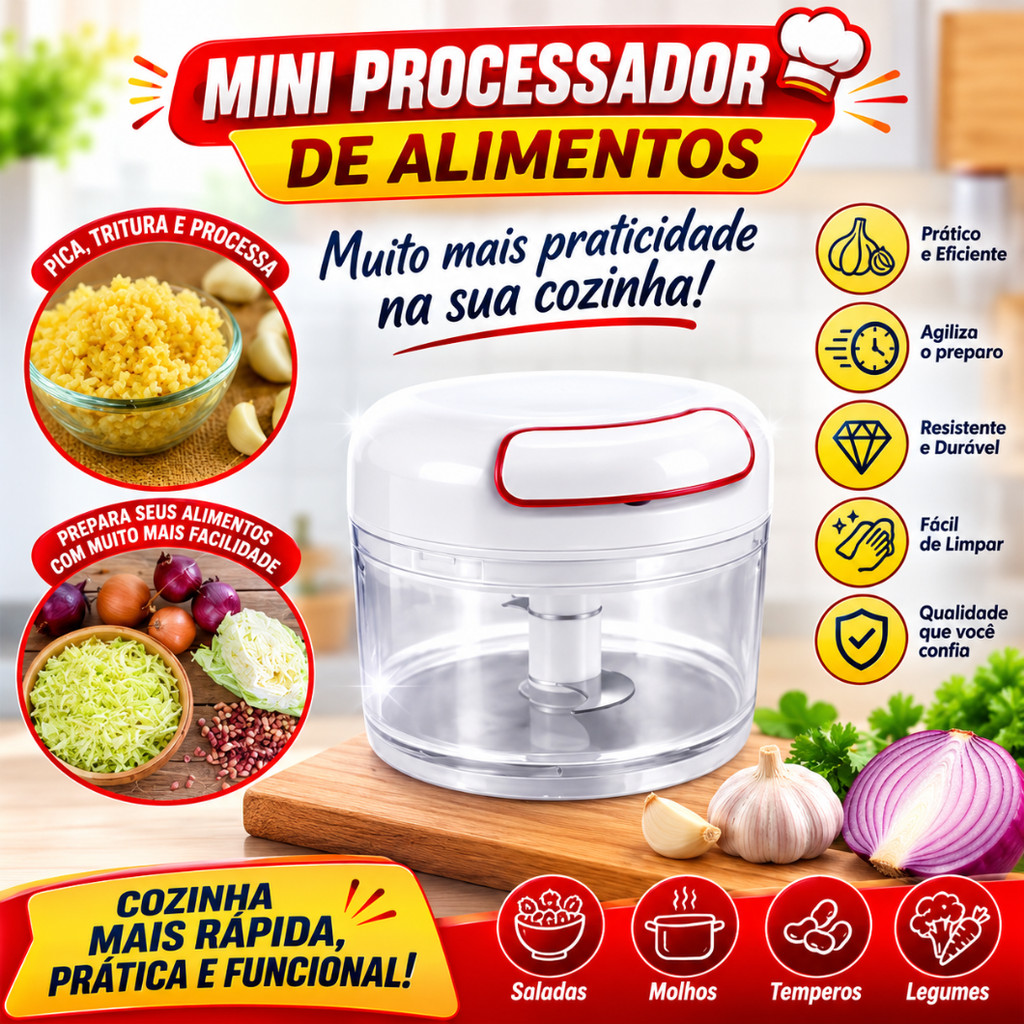 Mini Triturador Cortador De Alimentos - Processador Prático e Compacto