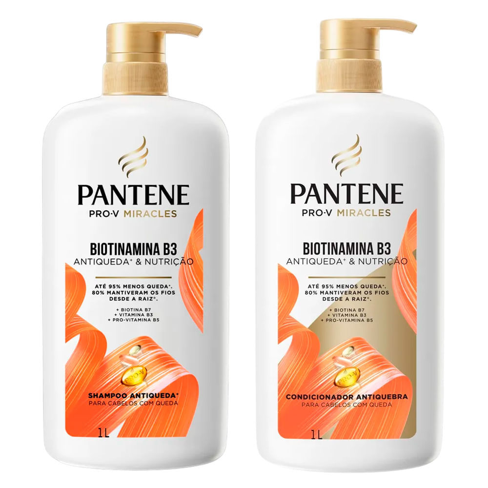 Kit Shampoo e Condicionador Pantene Pro-V Miracles Biotinamina B3 1 Litro